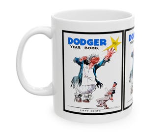 Vintage 1955 Brooklyn Dodgers Baseball Ceramic Mug, Perfect Gift for Baseball Fans, Sports Enthusiasts, Father's Day Gift, Baseball Season