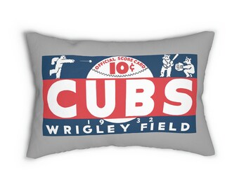 1932 Vintage Cubs Baseball Scorecard -  Polyester Lumbar Indoor Pillow