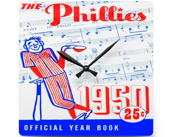 1950 Vintage Philadelphia Phillies Program Cover - Acrylic Wall Clock