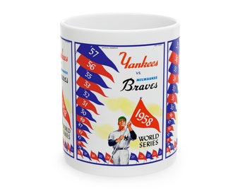 1958 Vintage Milwaukee Braves - New York Yankees World Series Program Cover - Ceramic Mug, 11oz