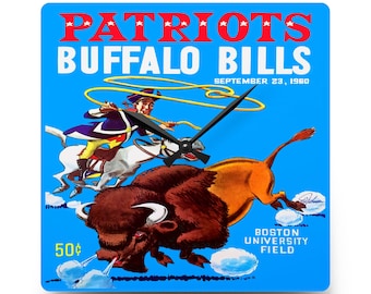 Vintage Sports Wall Clock, Retro 1960 Football Patriots-Bills Acrylic Clock, 60s Game Day Decor, Football Fan Gift, Patriots Memorabilia