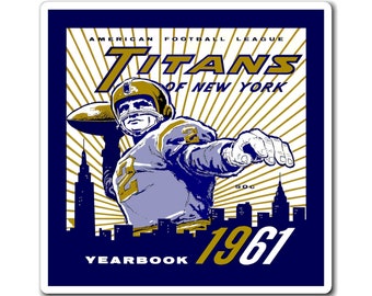 1961 Vintage New York Titans Football Yearbook Cover - Magnets