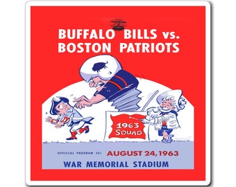 1963 Vintage Buffalo Bills - Boston Patriots Football Program Cover  - Magnets