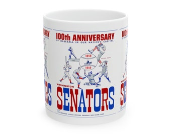 1959 Vintage Washington Senators Baseball Program Cover - 100 Years - Ceramic Mug, 11oz