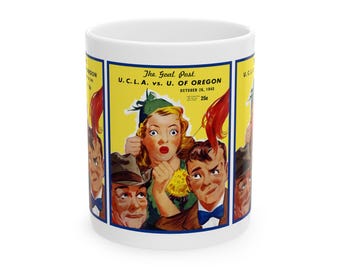 1945 Football Oregon vs UCLA Mug | Vintage College Football Ceramic Mug 11oz and 15oz