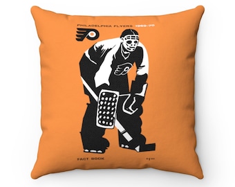 1969-1970 Vintage Philadelphia Flyers Hockey Media Guide Cover -  Indoor Pillow