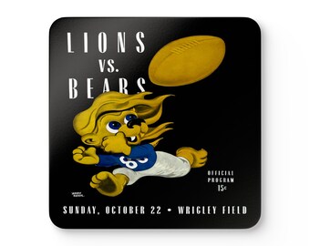 1944 Detroit Lions Chicago Bears Football - Corkwood Coaster Set