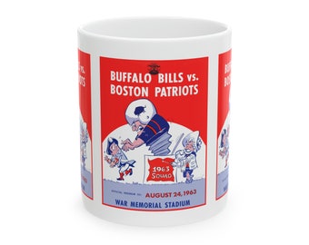 1963 Vintage Buffalo Bills - Boston Patriots Football Program Cover - Ceramic Mug, 11oz