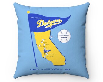 1967 Vintage Santa Barbara Baseball Program Cover - California League - Indoor Pillow