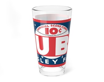 Retro Baseball Mixing Glass, 16oz - Vintage Baseball Lover Gift, Basball Enthusiast Present,  1932 Cubs, Baseball Memorabilia,