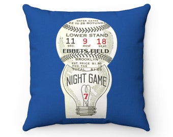 Brooklyn Dodgers Ebbets Field Baseball Night Game Ticket - Indoor Pillow