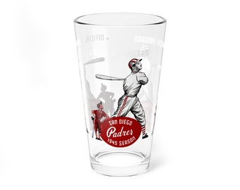 1945 Vintage San Diego Padres Baseball Yearbook Cover -  Pint Glass, 16oz