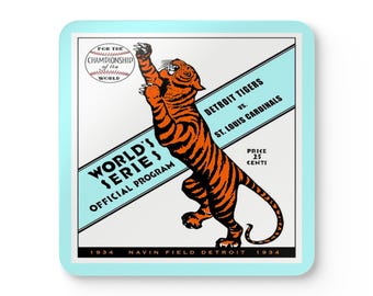 Baseball 1934 World Series Coaster Tigers Cardinals Memorabilia, Sports Coaster, Sports Fan Gift, Baseball Collectibles, Kitchen Decor