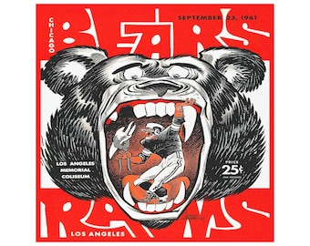 Football Car Magnet, Bears-Rams 1961, Sports Fan Gift, Football Team, Tailgating Decor, Refrigerator Decal