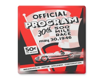 1946 Vintage Indianapolis 500 Racing Program Cover - Soapstone Coaster Set (4)