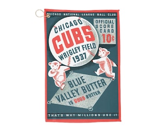 Vintage 1937 Baseball Chicago Cubs Golf Towel - Sports Lover Gift, Golf Accessories, Cubs Fan Memorabilia, Retro Sports Decor, Sports Gift