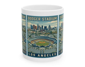 Vintage WPA Design Los Angeles Dodger Stadium Baseball Mug | Ceramic Mug 11oz 15oz
