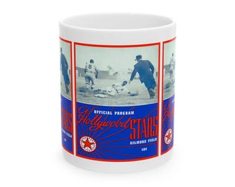 Vintage 1947 Baseball Hollywood Stars-Pacific Coast League Ceramic Mug, Retro Sports Fan Gift, Coffee Cup, Tea Mug, Office Desk Decoration,