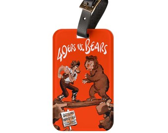Vintage Sports Luggage Tag - 1955 49ers vs. Bears Design, Travel Accessory, Gift for Sports Fans, Baggage Identifier, Personalized Tag