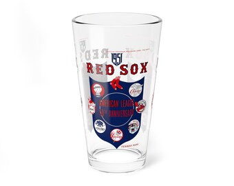 1951 Vintage Red Sox Baseball Program Cover- American League -  Pint Glass, 16oz