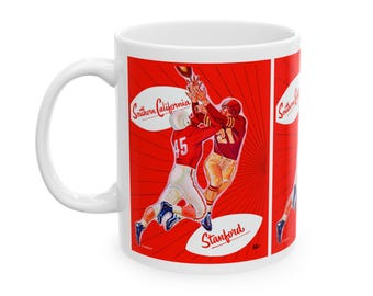Vintage 1952 Football Southern California Stanford Ceramic Mug, Retro Sports Fan Gift, College Football Game Day Cup, Football Memorabilia