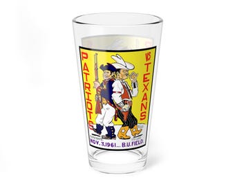Mixing Glass, 16oz - 1961 Football Boston Patriots-Dallas Texans, Personalized sports fan gift, Custom football team glassware, Vintage