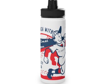Vintage Pacific Coast League Baseball - Wrigley Field - Los Angeles  - Stainless Steel Water Bottle, Sports Lid
