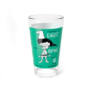 Pint Glass, 16oz - 1962 Philadelphia Eagles Football Browns, Vintage Drinkware for Football Fans, Retro Barware, Unique Gift for Football