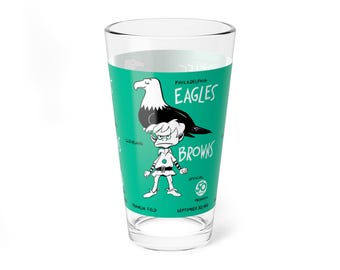 Pint Glass, 16oz - 1962 Philadelphia Eagles Football Browns, Vintage Drinkware for Football Fans, Retro Barware, Unique Gift for Football