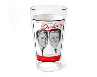 Mixing Glass, 16oz - 1960 Baseball Dodgers - Vin and Jerry, Custom Sports Fan Gift, Baseball Themed Glassware, Cocktail Mixing Glass, Unique