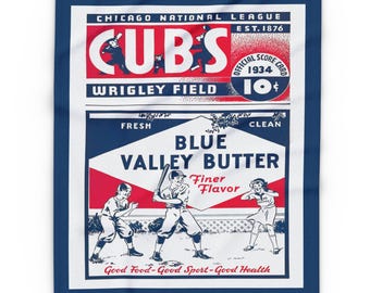 Vintage Chicago Cubs Arctic Fleece Blanket - 1934 Baseball Program Cover, Cozy Throw, Sports Fan Gift, Cubs Memorabilia, Baseball Home Decor