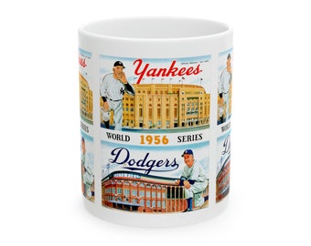 1956 Vintage Brooklyn Dodgers vs New York Yankees Baseball World Series Program Cover - Ceramic Mug, 11oz