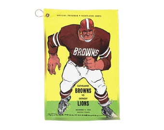 Vintage Football Golf Towels - 1958 Detroit Lions-Cleveland Browns, Sports Towels, Golf Accessories, Retro Golf Gifts, Football Memorabilia