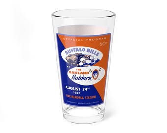 1960 Buffalo vs Oakland Football Mixing Glass 16oz | Vintage Sports Barware