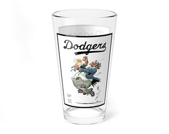 Mixing Glass, 16oz - 1951 Baseball Brooklyn Dodgers, Sports Barware, Cocktail Tumbler, Gift for Baseball Fan, Vintage Baseball Decor, Team