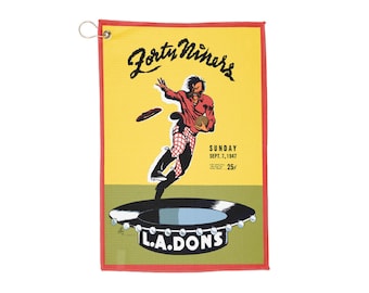 Vintage 1947 Football San Francisco 49ers-Los Angeles Dons Golf Towel - Retro Sports Fan Gift, Sports Memorabilia, Golf Accessories, Golf