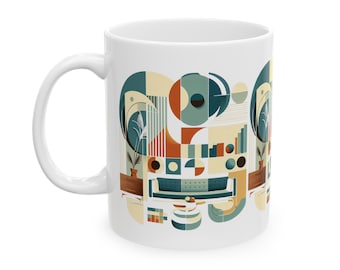 Mid-Century Modern Abstract Design - Ceramic Mug, 11oz