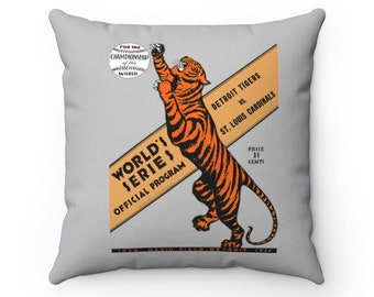 1934 Vintage Detroit Tigers - St. Louis Cardinals Baseball World Series Program Cover - Indoor Pillow