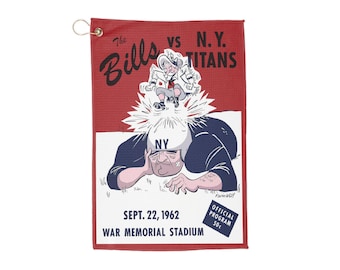 Vintage 1962 Football New York Titans-Buffalo Bills Golf Towel, Sports Fan Gift, Golf Accessory, Retro Sports Decor, Father's Day Gift