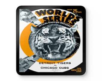 Baseball 1935 World Series Coaster Tigers Cubs Memorabilia, Sports Coaster, Sports Fan Gift, Baseball Collectibles, Kitchen Decor