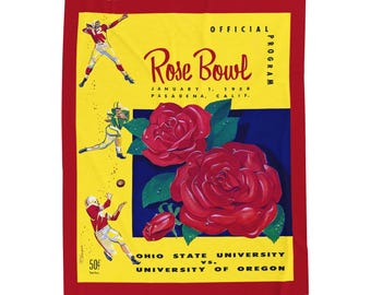 Velveteen Plush Blanket - 1958 Rose Bowl Football Ohio State Oregon, Throw Blanket, Home Decor, Gift for Sports Fans, Super Soft