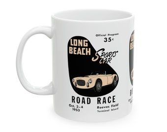 1953 Long Beach Sports Car Road Race Program Cover  - Ceramic Mug, 11oz