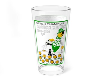 Mixing Glass, 16oz - 1969-1970 Basketball Boston Celtics, Sports Fan Gift, Retro Basketball Design, Vintage NBA Glass, Barware Decor,