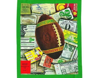 Velveteen Plush Blanket, 1966 Notre Dame Southern California Football Throw Blanket for Sports Fans, Home Decor, Gift Idea, College Football