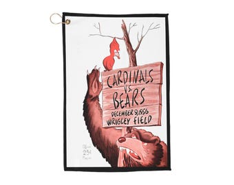 Vintage 1956 Football Chicago Cardinals- Chicago Bears Golf Towels, Sports Towels, Hand Towels, Golf Accessories, Golf Gifts, Golf Decor