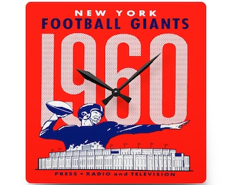 1960 Vintage New York Giants Football Media Guide Cover - Acrylic Wall Clock