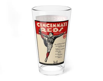 Mixing Glass, 16oz - 1934 Football Cincinnati Reds, Beer Glass, Sports Fan Gift, Barware Decor, Football Memorabilia, Gift for Him