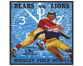 Vintage Football Bears - Lions Car Magnet, Bears vs Lions Sports Fan Gift, Retro 1940s Design, Football Team Rivalry, Tailgating
