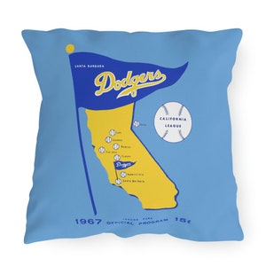 1967 Vintage Santa Barbara Baseball Program Cover - California League - Outdoor Pillow