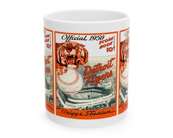 Detroit Tigers Baseball Ceramic Mug, Vintage Sports Fan Cup, Coffee Tea Mug, Gift for Baseball Lover, Retro Sports Memorabilia, Father's Day